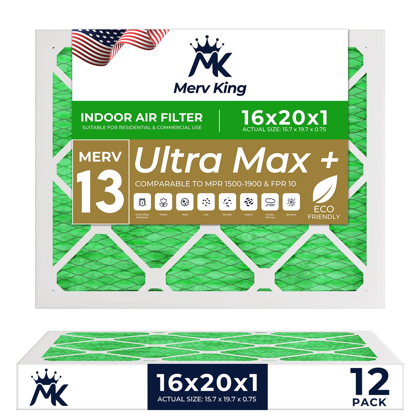 16x20x1 Merv 13 Pleated Air Filters