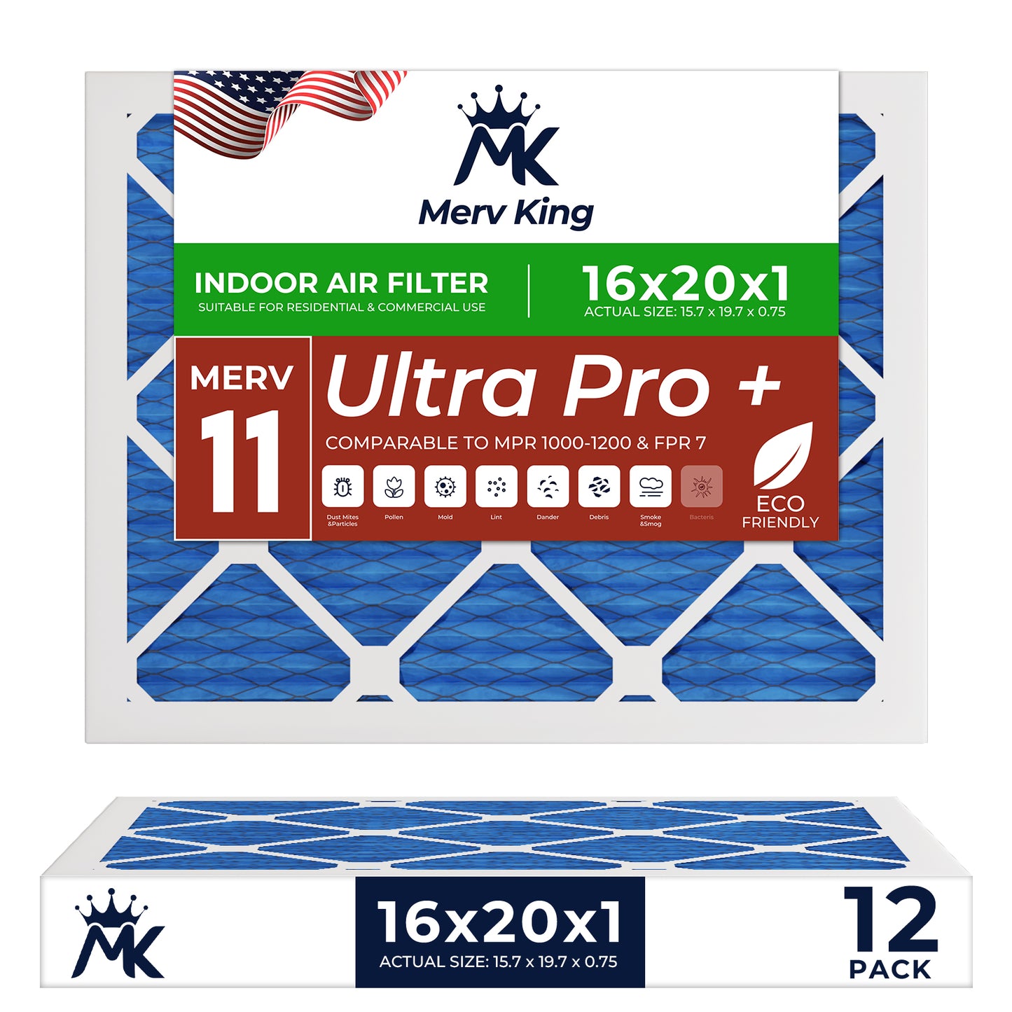 16x20x1 Merv 11 Pleated Air Filters