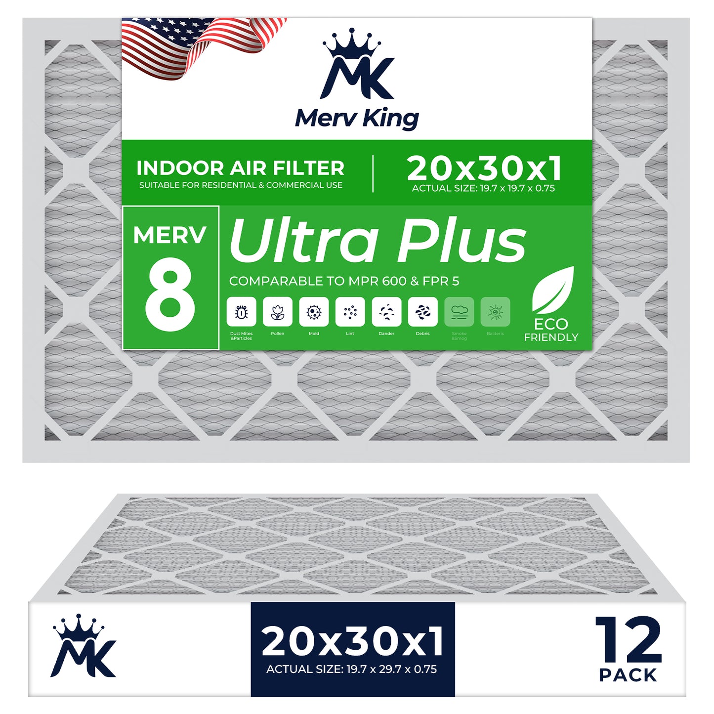 20x30x1 Merv 8 Pleated Air Filters