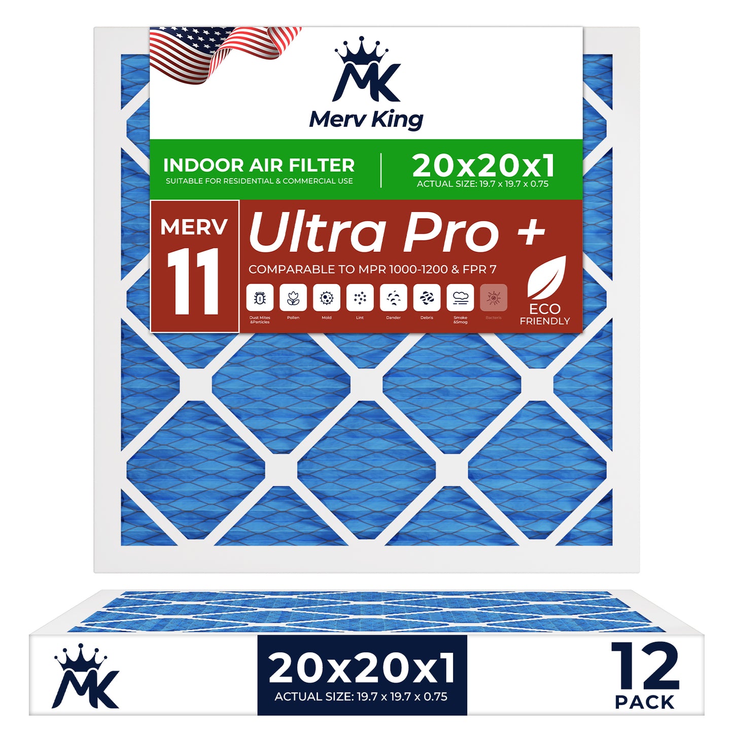 20x20x1 Merv 11 Pleated Air Filters
