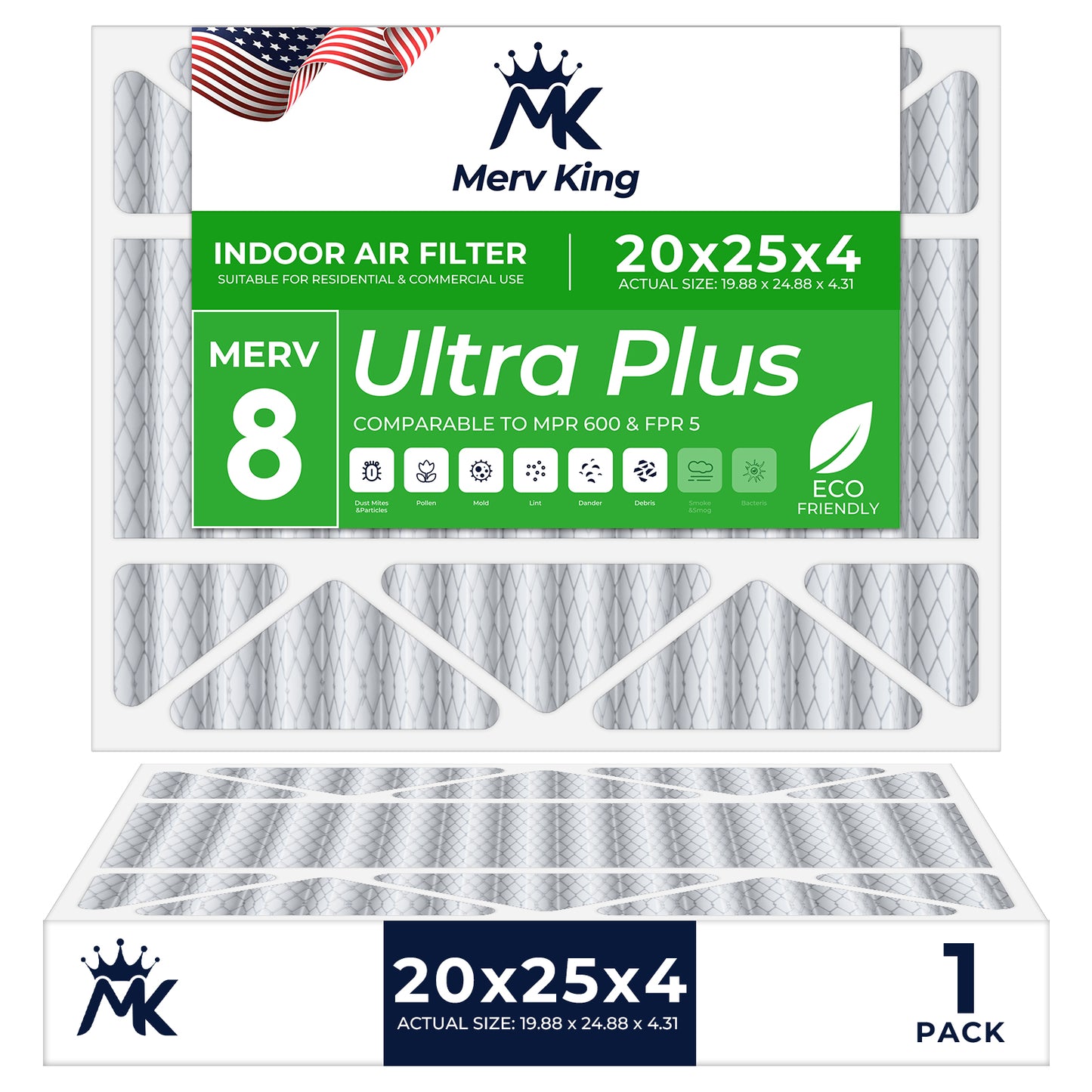 20x25x4 Merv 8 Pleated Air Filters