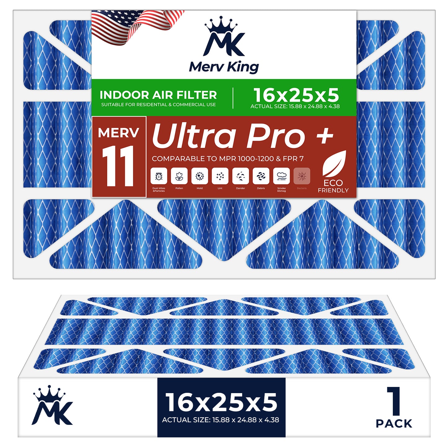 16x25x5 Merv 11 Pleated Air Filters