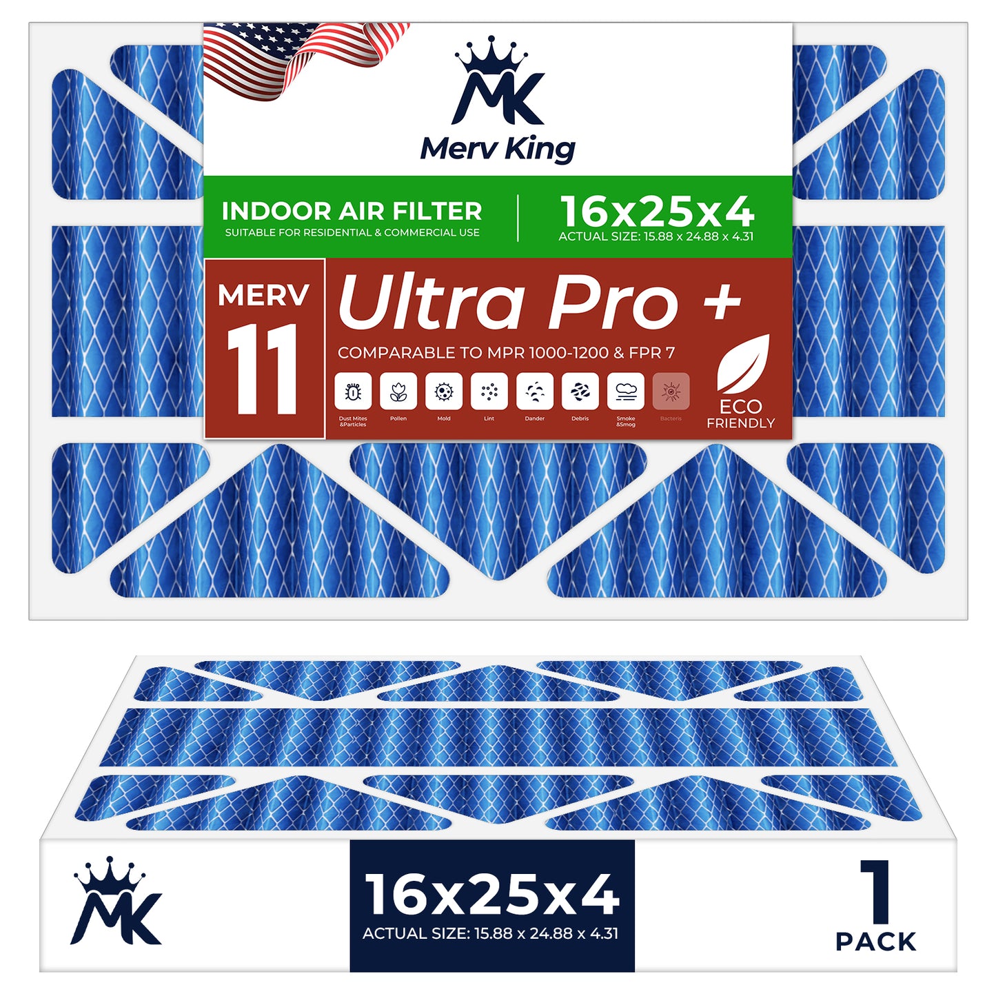 16x25x4 Merv 11 Pleated Air Filters