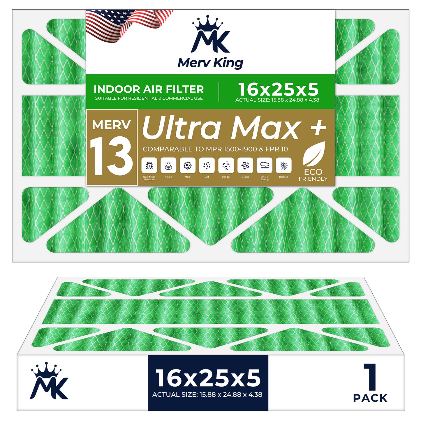 16x25x5 Merv 13 Pleated Air Filters