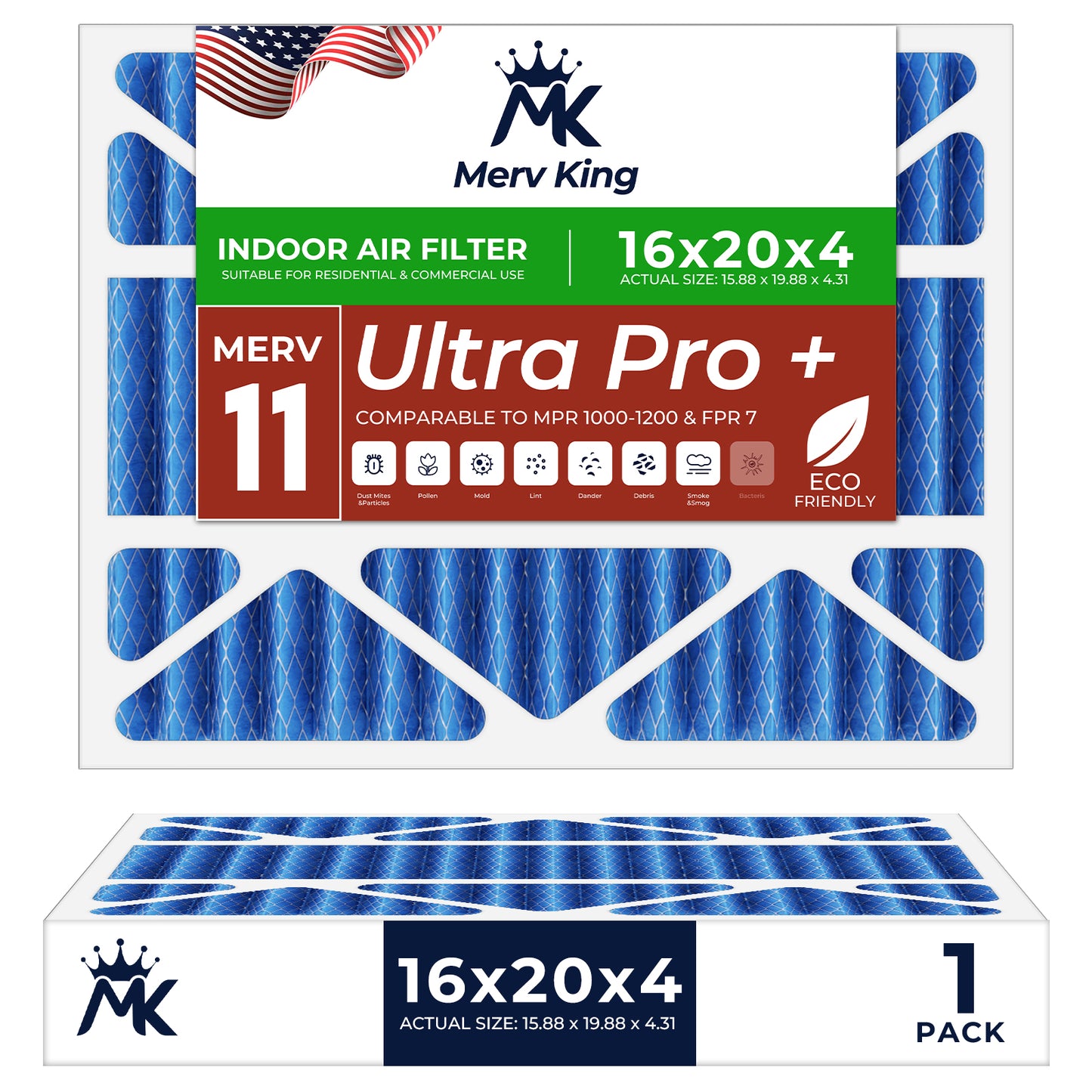 16x20x4 Merv 11 Pleated Air Filters