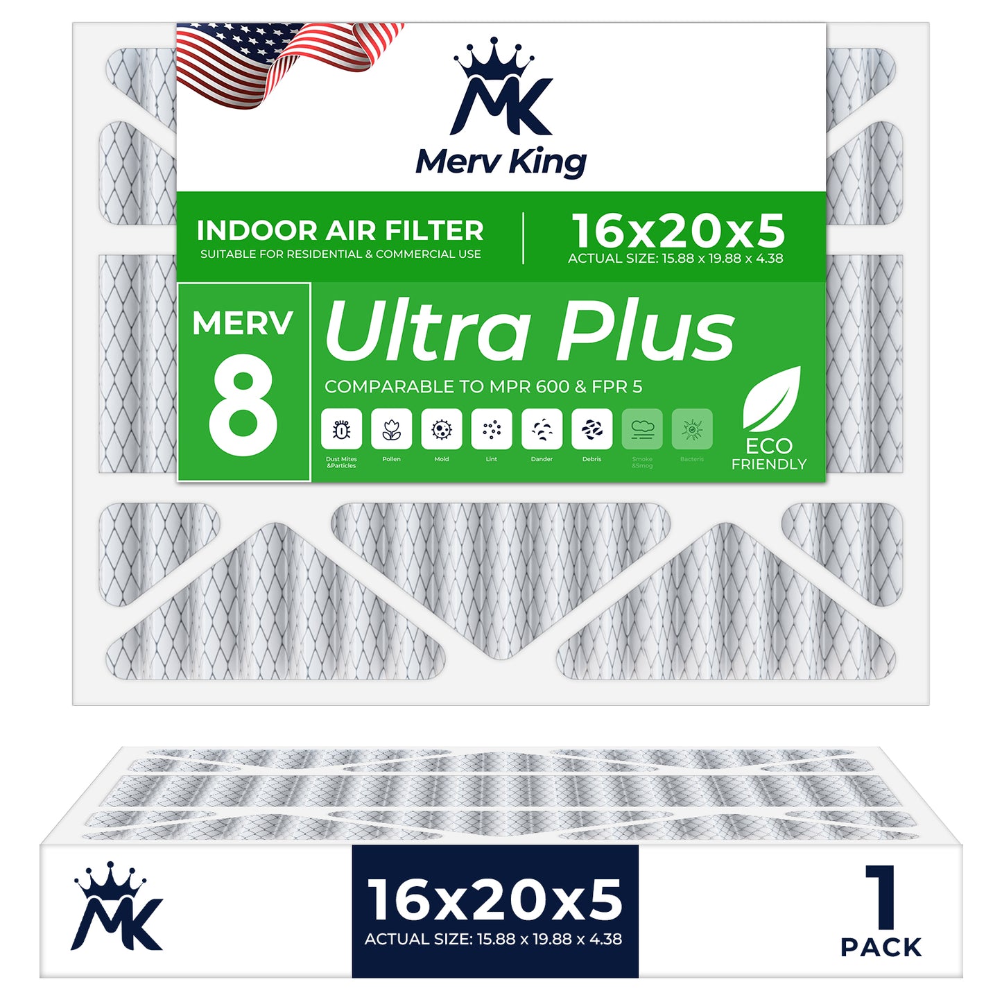 16x20x5 Merv 8 Pleated Air Filters