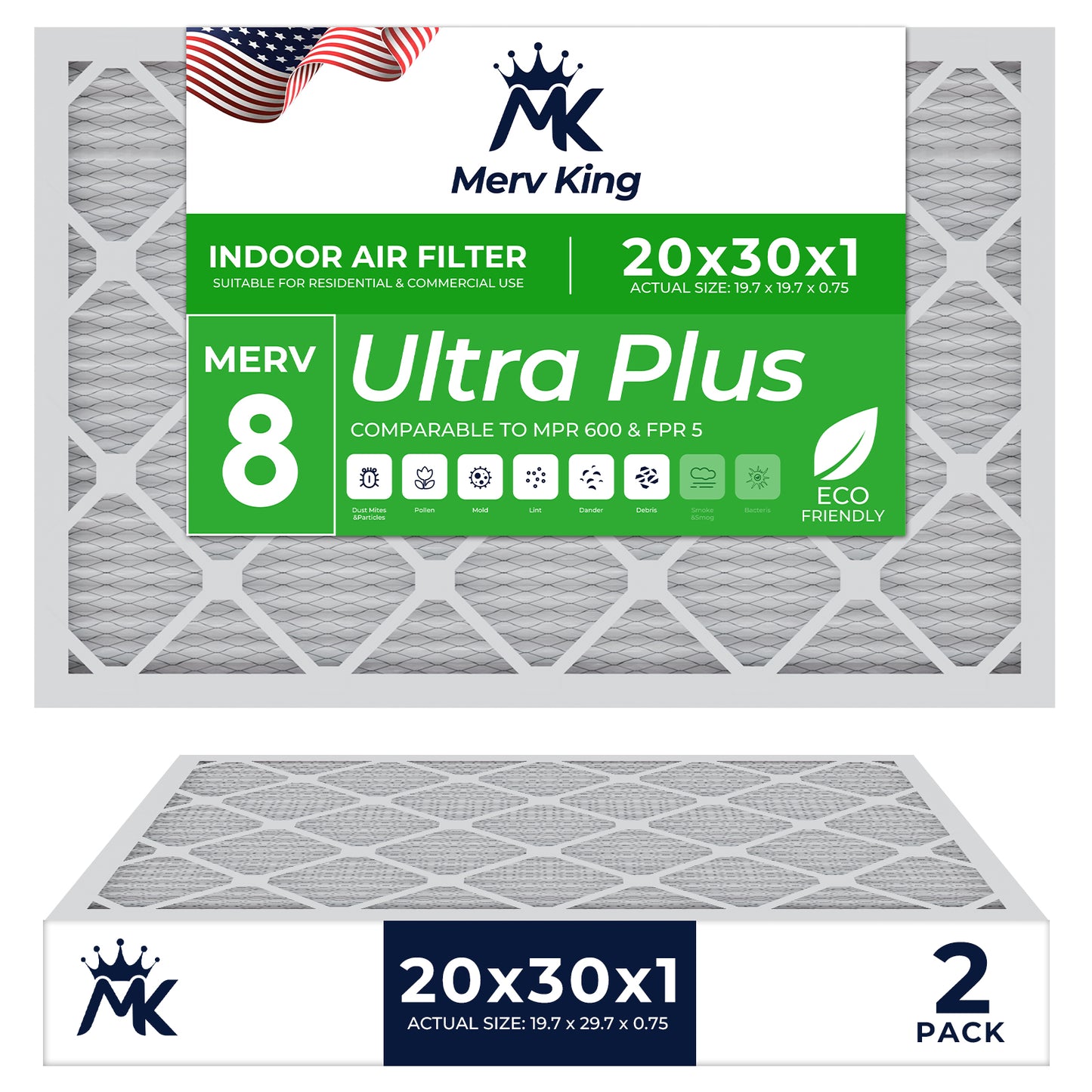 20x30x1 Merv 8 Pleated Air Filters