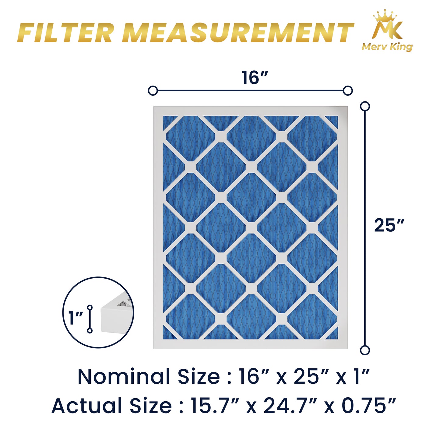 16x25x1 Merv 11 Pleated Air Filters