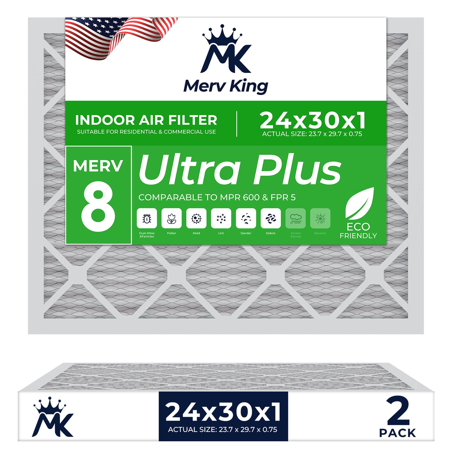 24x30x1 Merv 8 Pleated Air Filters
