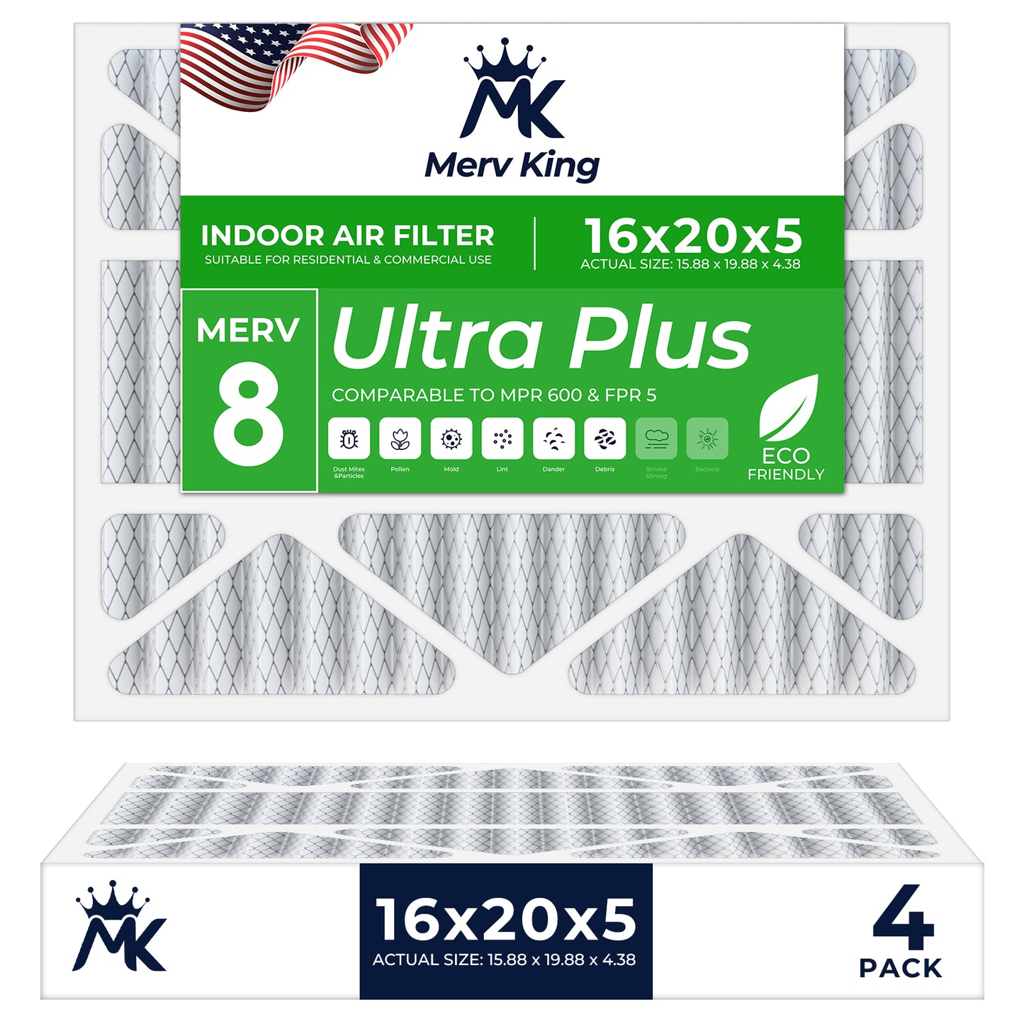 16x20x5 Merv 8 Pleated Air Filters
