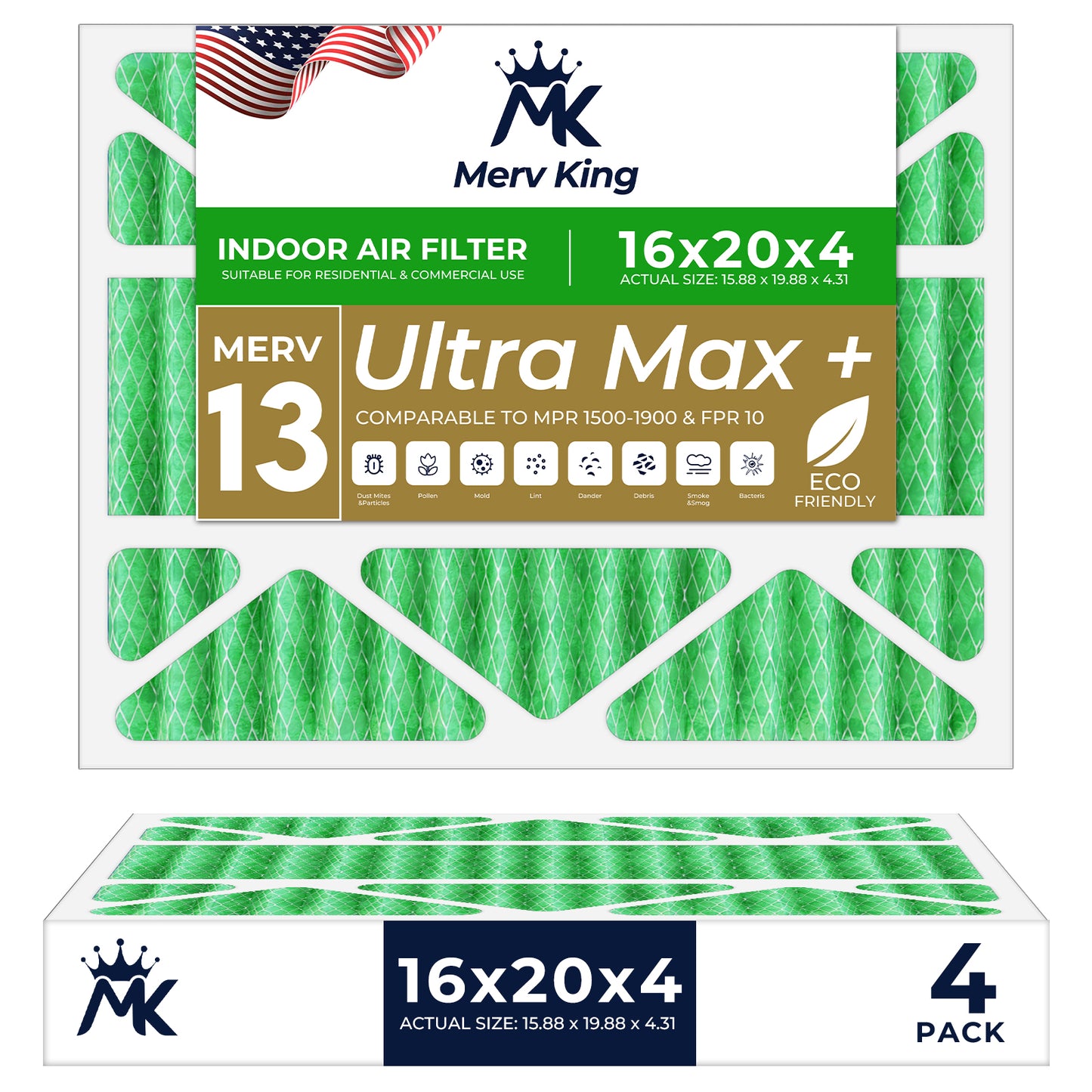 16x20x4 Merv 13 Pleated Air Filters