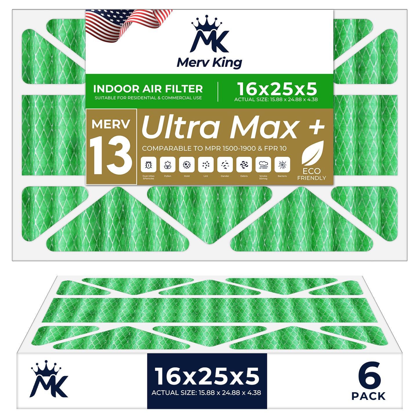 16x25x5 Merv 13 Pleated Air Filters