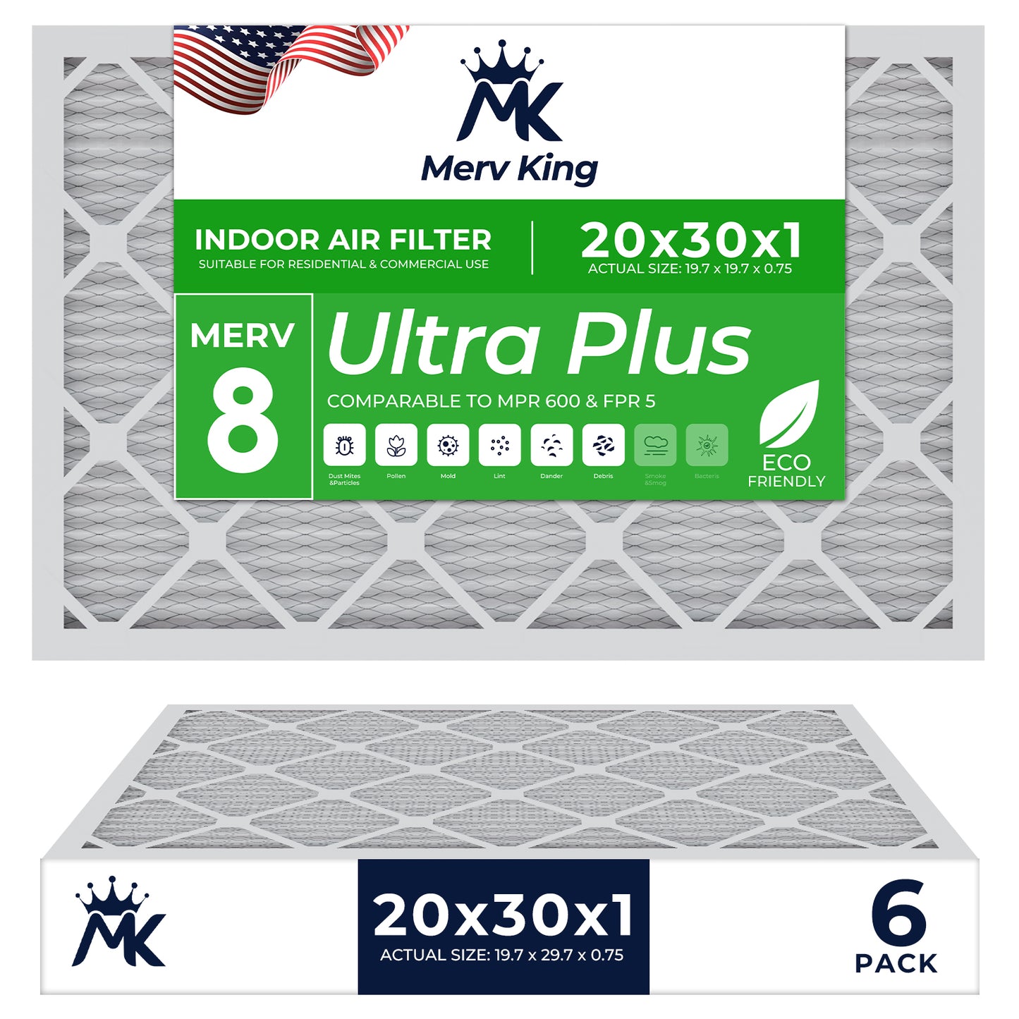 20x30x1 Merv 8 Pleated Air Filters