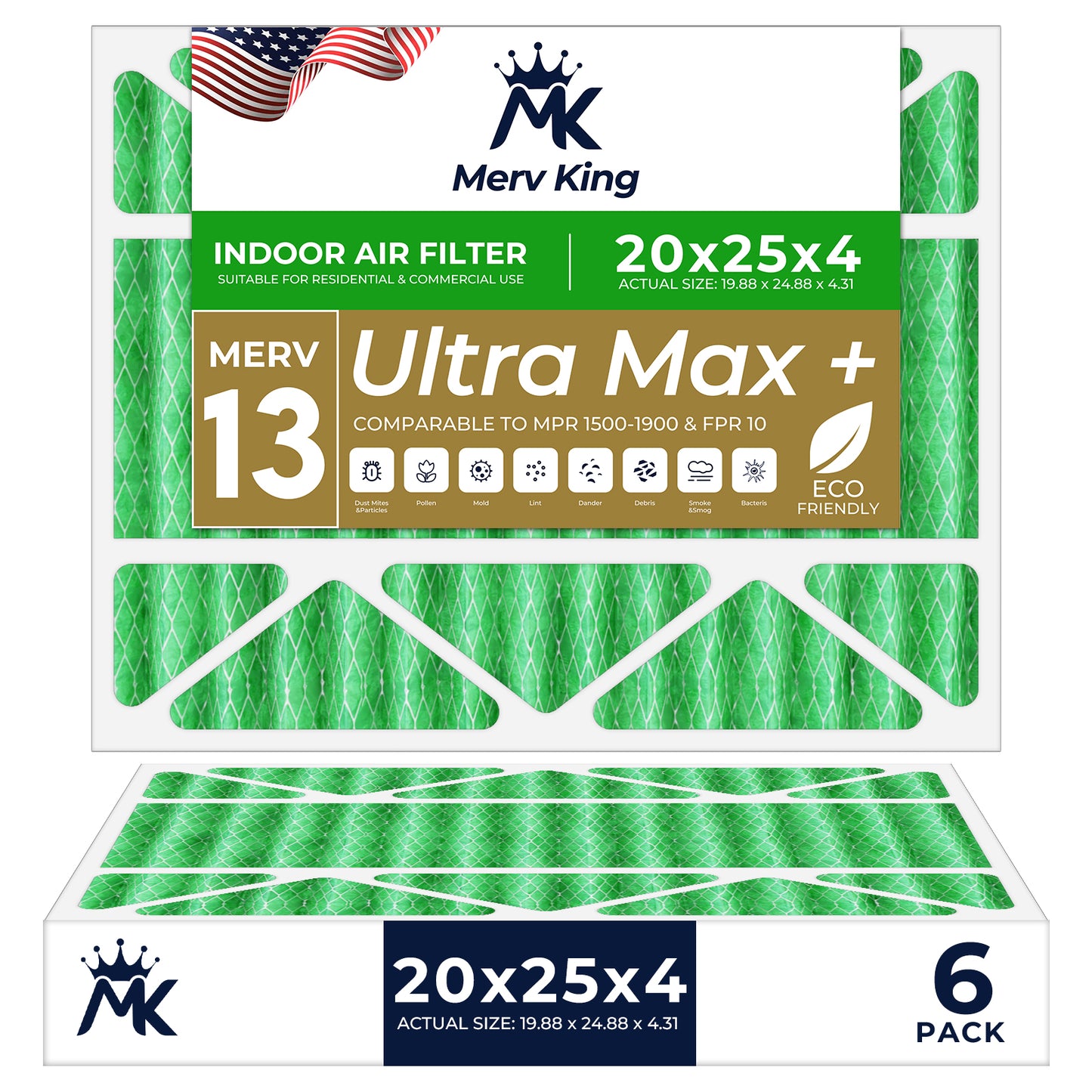 20x25x4 Merv 13 Pleated Air Filters