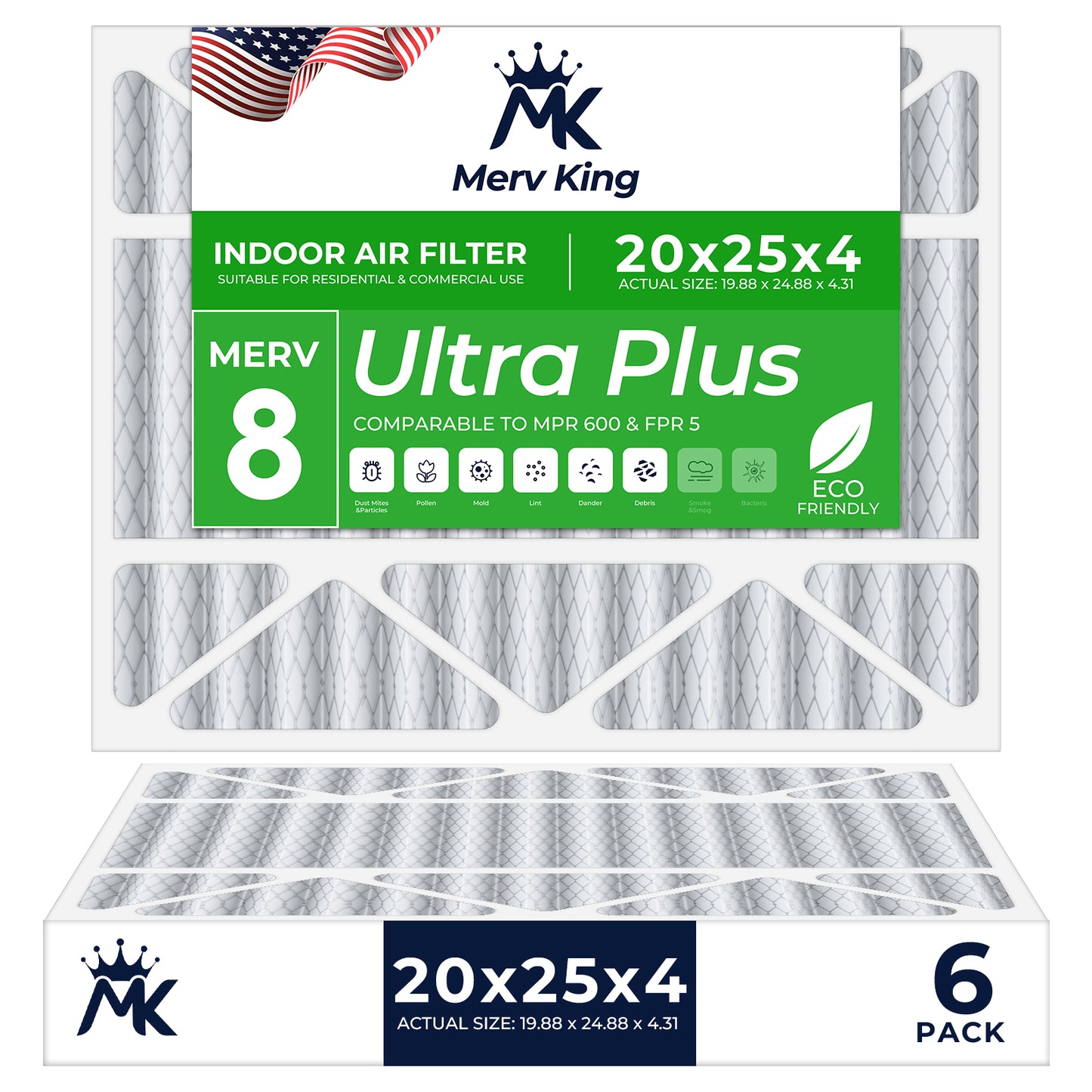 20x25x4 Merv 8 Pleated Air Filters