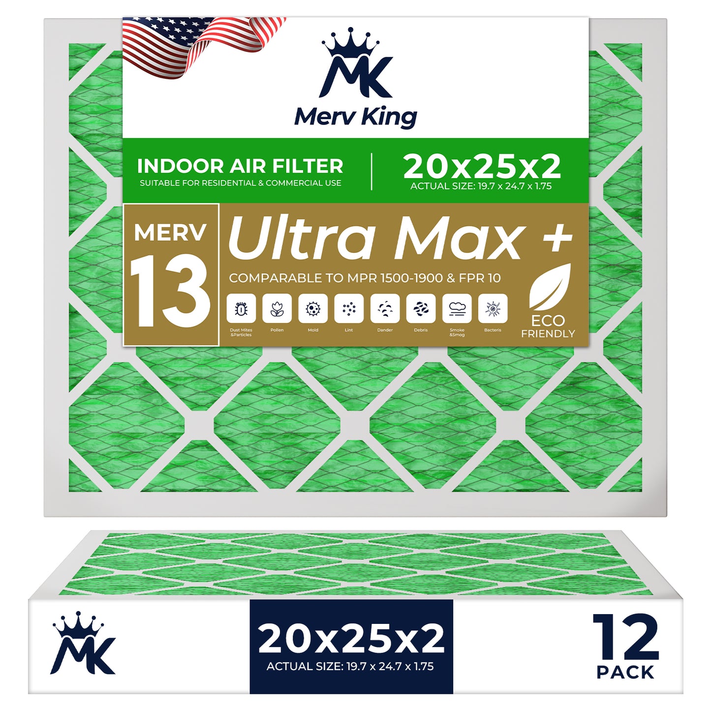 20x25x2 Merv 13 Pleated Air Filters