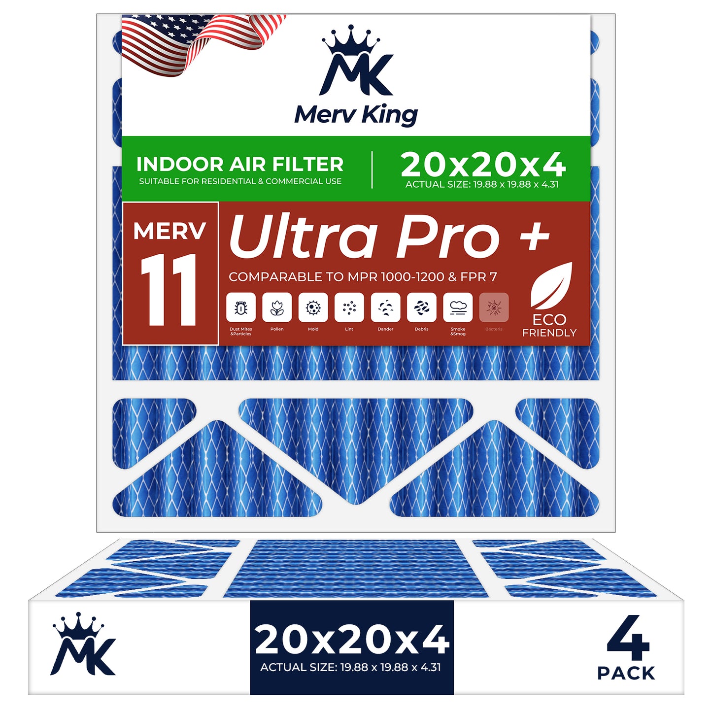 20x20x4 Merv 11 Pleated Air Filters