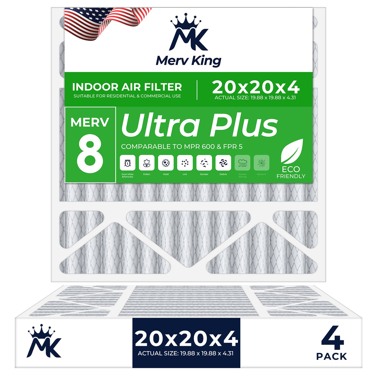20x20x4 Merv 8 Pleated Air Filters