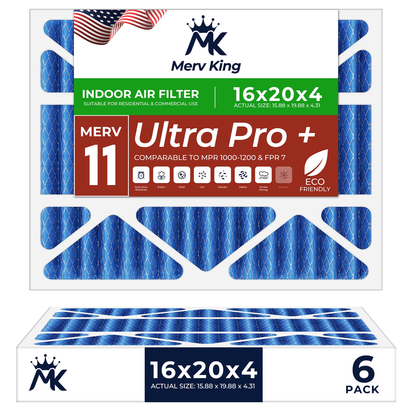 16x20x4 Merv 11 Pleated Air Filters